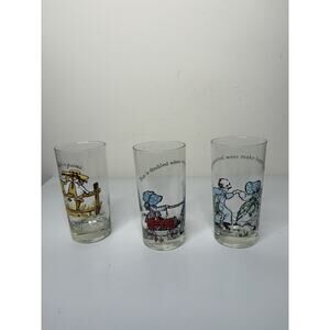 Holly Hobbie Drinking Glasses American Greetings Vintage 1970s Set of 3